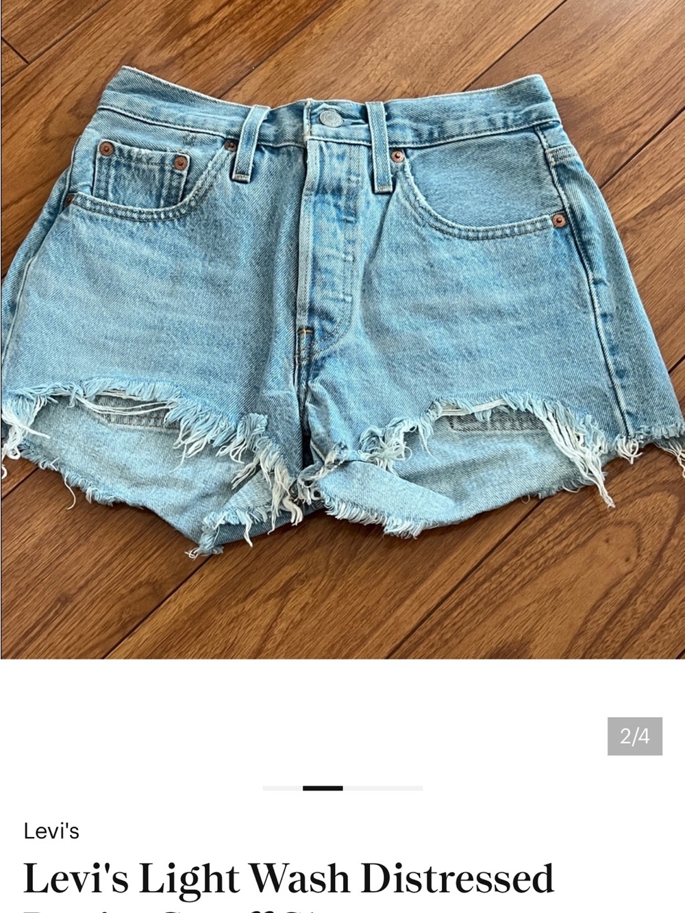 Levi's Light Blue Distressed High-Rise Denim Shorts